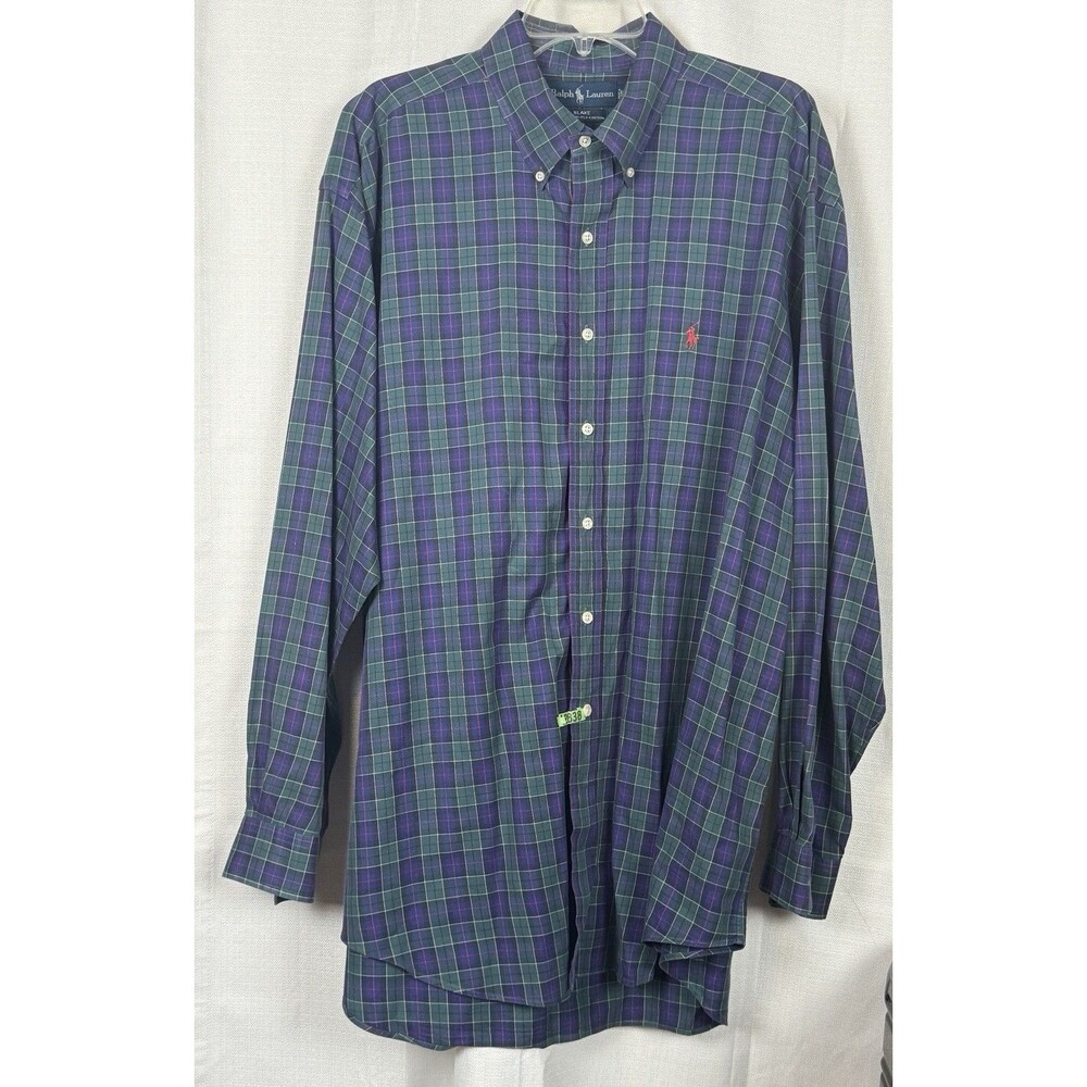 Ralph Lauren Shirt Mens Extra Large Green Plaid Blake Button Down Classic